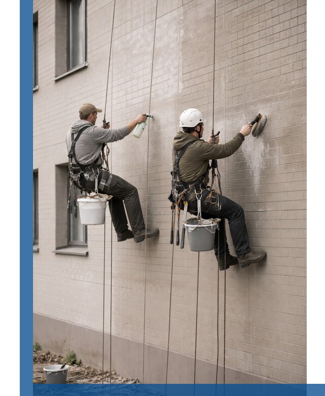 Удаление высолов с фасада зданий в Сургуте без повреждений и следов