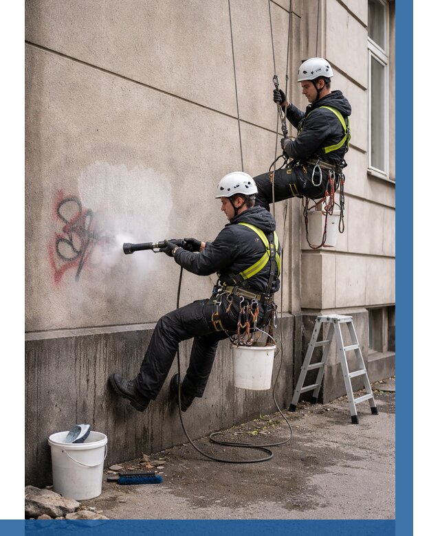 Удаление граффити с фасада в Сургуте от 4600 р. | ВЫСОТНИК-Срг