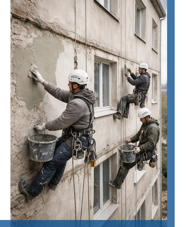 Ремонт штукатурного фасада в Сургуте от 767 р. под ключ | ВЫСОТНИК-Срг