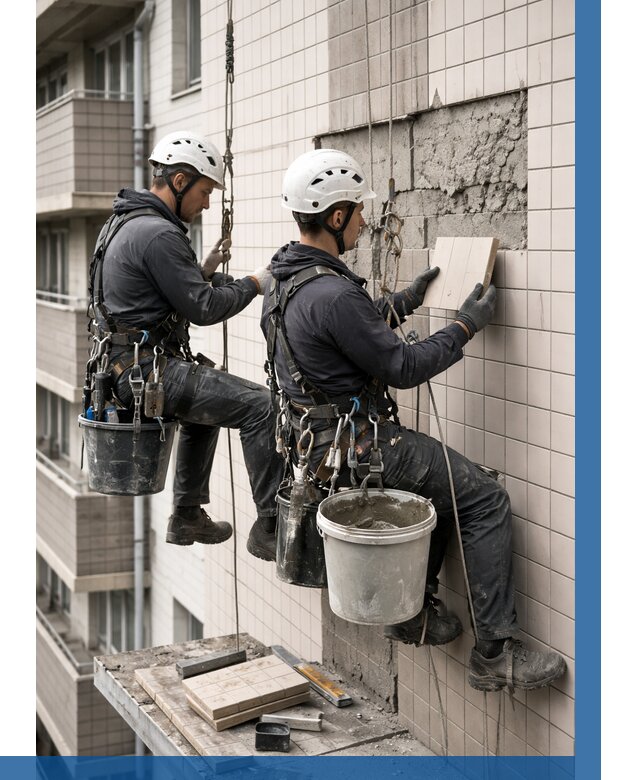 Ремонт облицовки фасада плиткой в Сургуте от 1840 р. | ВЫСОТНИК-Срг