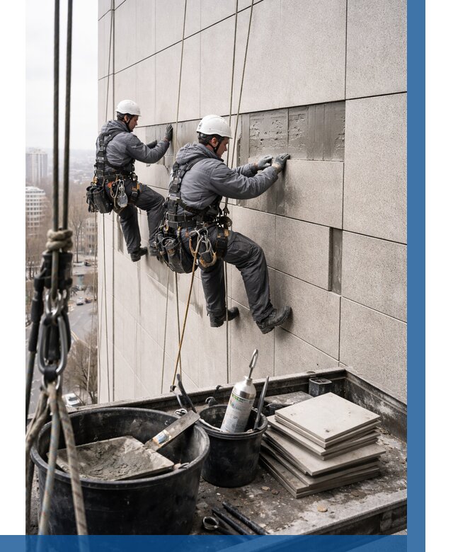 Ремонт фасада из керамогранита в Сургуте от 2556 р. | ВЫСОТНИК-Срг