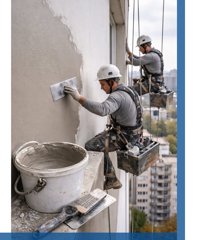 Шпаклевка фасада на высоте в Сургуте от 716 р. | ВЫСОТНИК-Срг