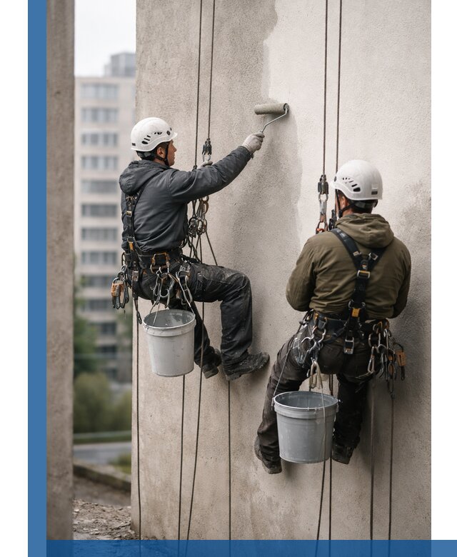 Покраска фасадов высотными альпинистами в Сургуте с гарантией