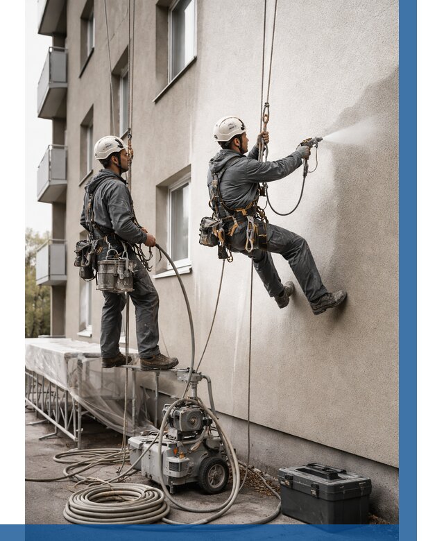 Безвоздушная покраска фасада в Сургуте от 225 р/м² | ВЫСОТНИК-Срг