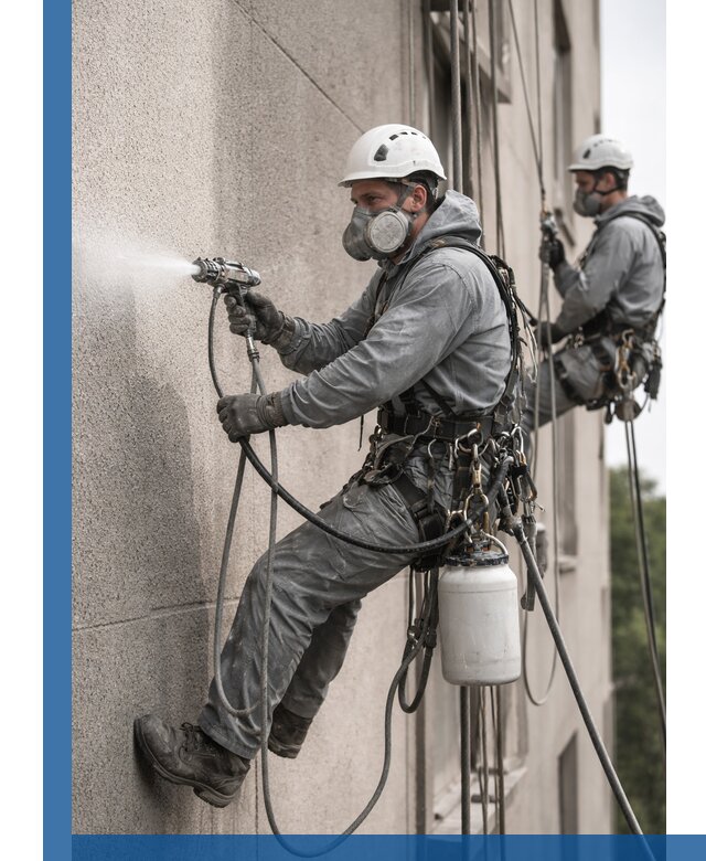 Безвоздушная покраска фасадов зданий в Сургуте профессионально