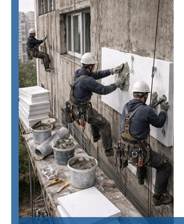 Утепление фасада пенополистиролом в Сургуте под ключ