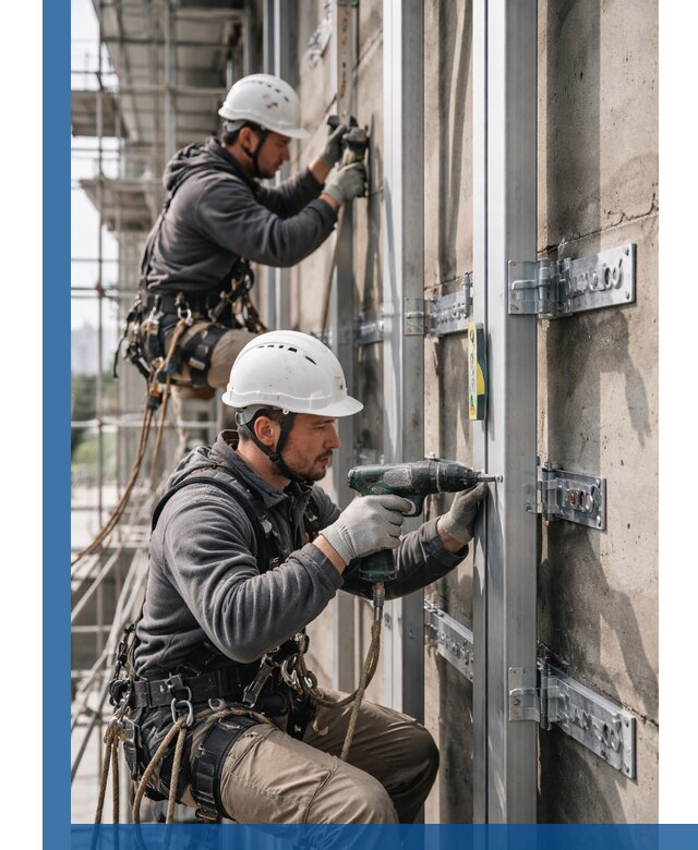 Монтаж и крепление подсистемы вентфасада в Сургуте