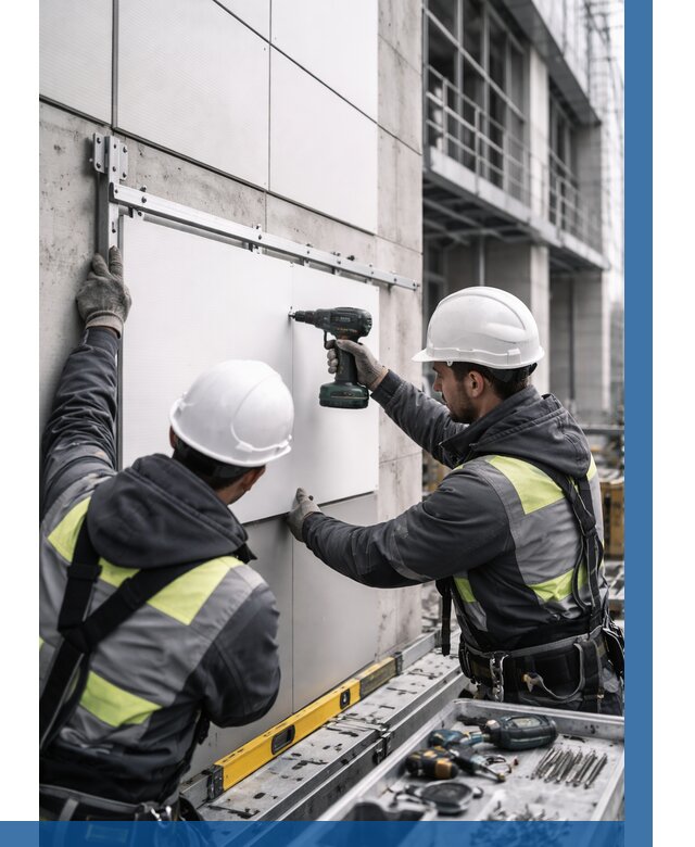 Монтаж композитных панелей фасада в Сургуте от 2556 р. | ВЫСОТНИК-Срг