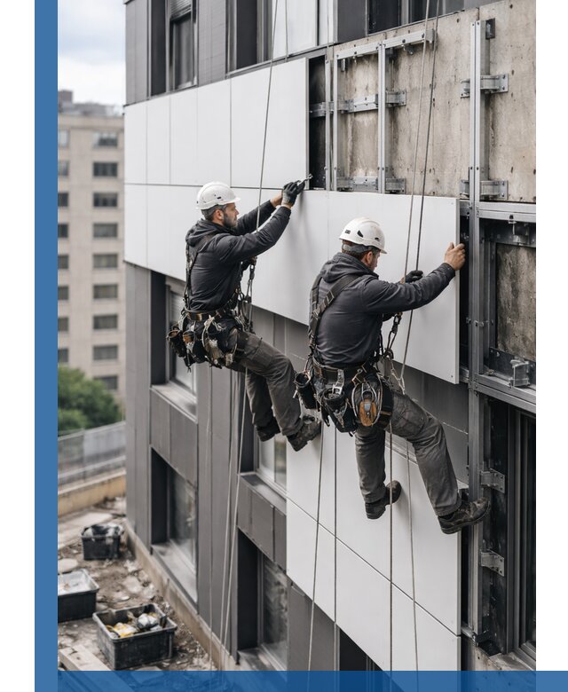 Монтаж композитных панелей фасада в Сургуте под ключ