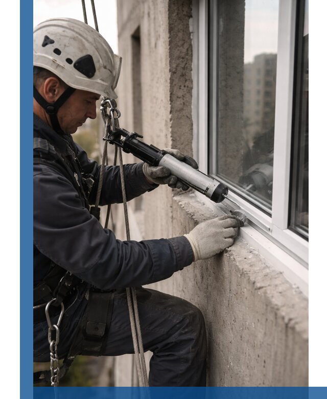 Герметизация оконных швов снаружи в Сургуте профессионально