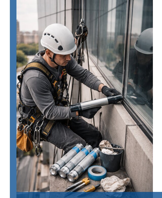 Герметизация стыков витража в Сургуте для герметичных фасадов