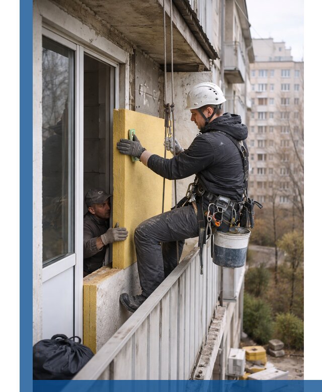 Профессиональное утепление балкона снаружи в Сургуте под ключ
