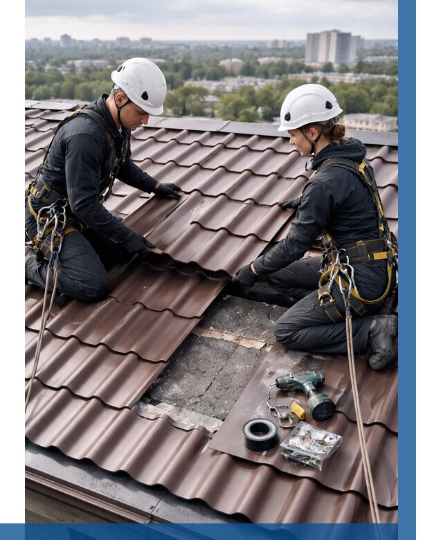 Ремонт металлочерепицы на крыше в Сургуте от 920 р. | ВЫСОТНИК-Срг