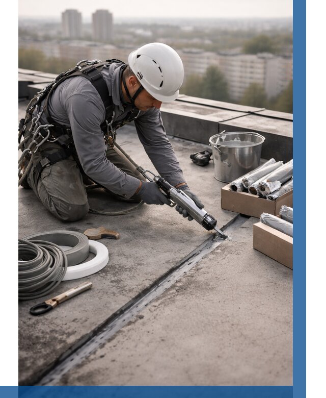 Герметизация швов кровли в Сургуте от 460 р./м2 | ВЫСОТНИК-Срг