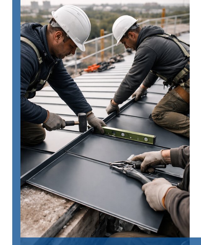 Монтаж фальцевой кровли в Сургуте для промышленных зданий