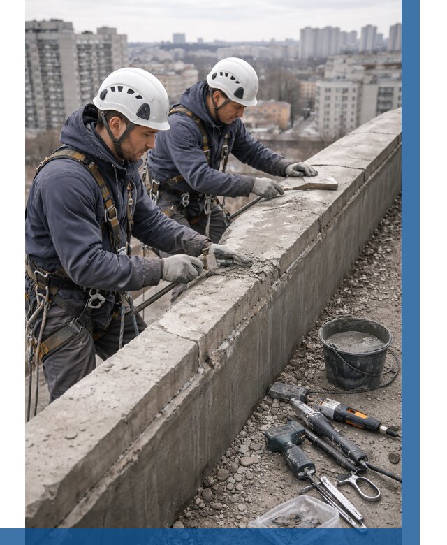 Ремонт парапета на кровле в Сургуте от 1533 р. | ВЫСОТНИК-Срг