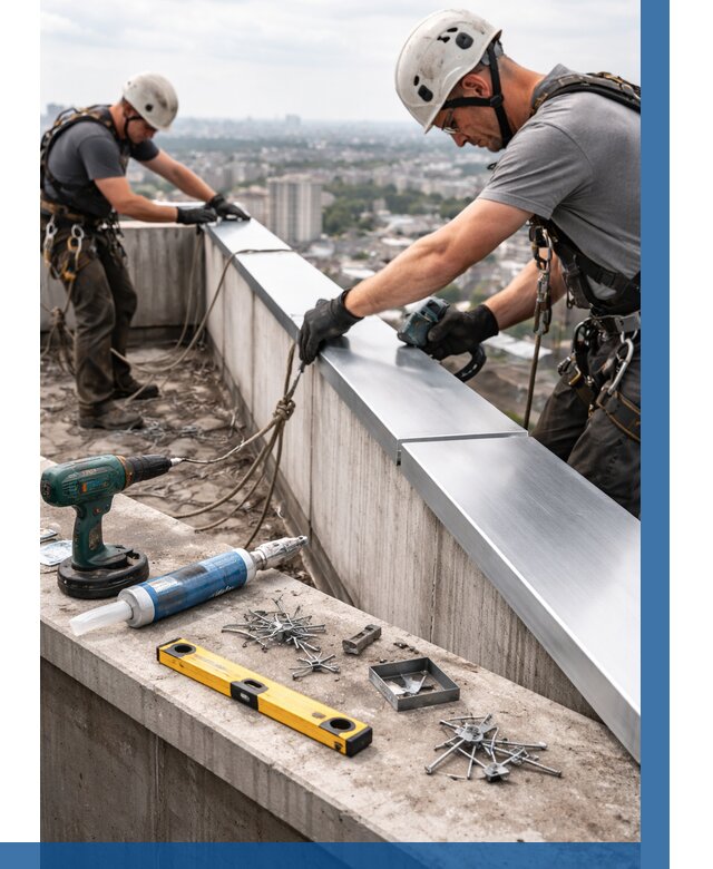 Монтаж парапетных крышек в Сургуте от 818 р. | ВЫСОТНИК-Срг