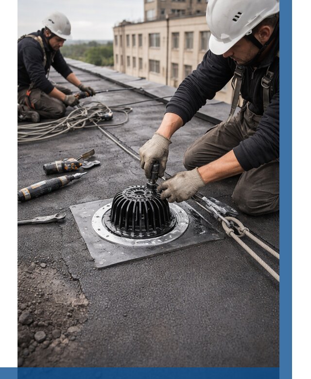 Установка водосточных воронок в Сургуте цена от 3578 р. | ВЫСОТНИК-Срг