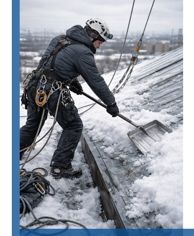Профессиональная очистка кровли от снега и наледи в Сургуте