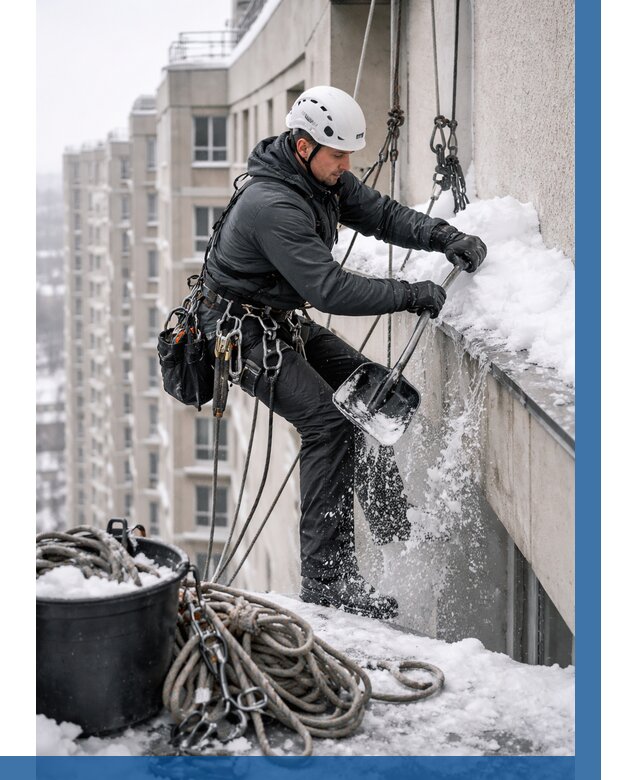 Очистка карнизов от снега в Сургуте от 307 р. | ВЫСОТНИК-Срг