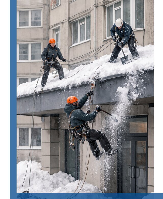 Безопасная очистка навесов от снега в Сургуте круглогодично