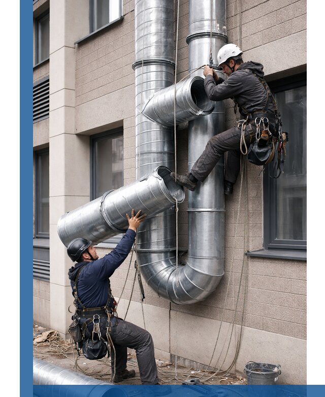 Монтаж фасадных воздуховодов в Сургуте с герметизацией и крепежом
