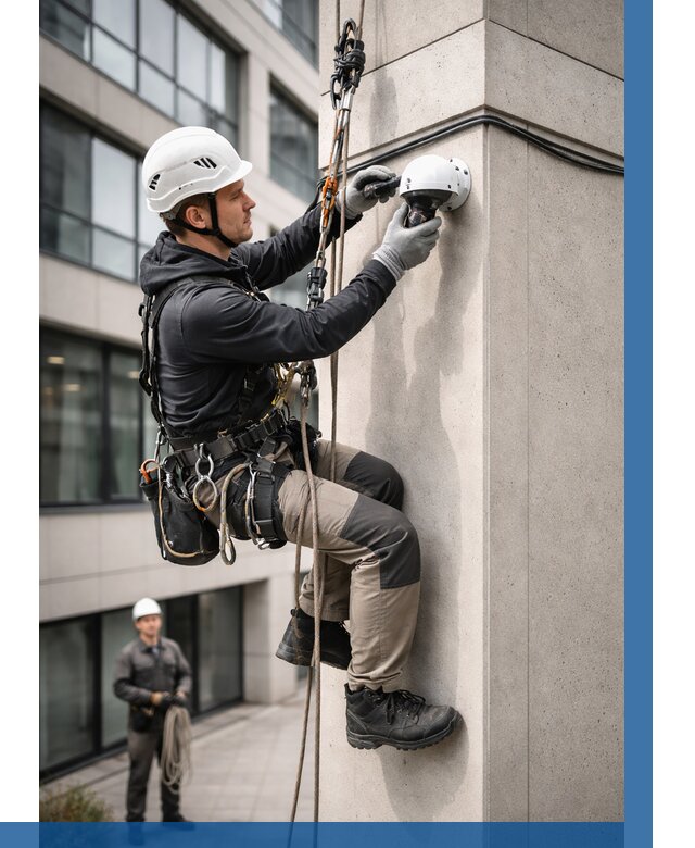 Монтаж камер видеонаблюдения на фасаде в Сургуте от 8689 р.-ВЫСОТНИК-Срг