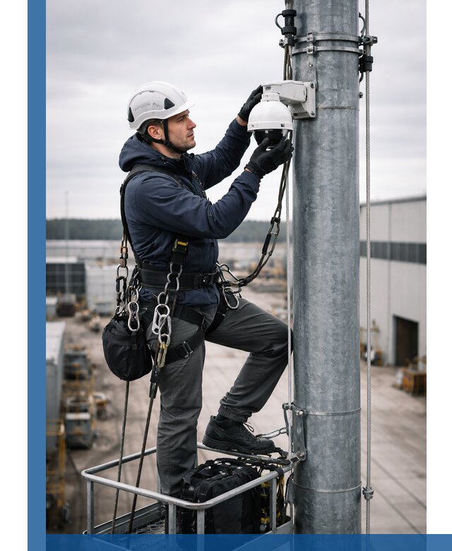 Профессиональная установка видеокамер на мачте в Сургуте