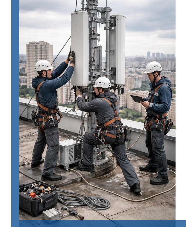 Монтаж антенн связи на крыше в Сургуте с вводом в эксплуатацию