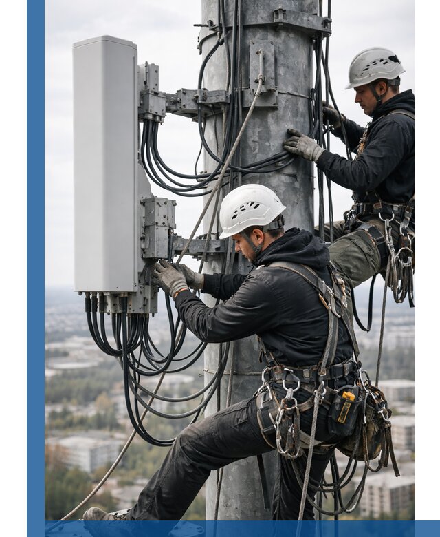 Монтаж оборудования связи на мачте в Сургуте с пусконаладкой