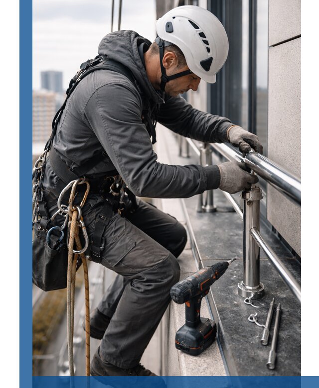 Монтаж ограждений на высоте в Сургуте для зданий и конструкций