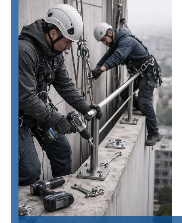 Монтаж перил на высоте в Сургуте для жилых и промобъектов