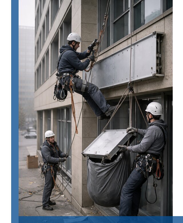 Демонтаж рекламной вывески с высотными работами в Сургуте