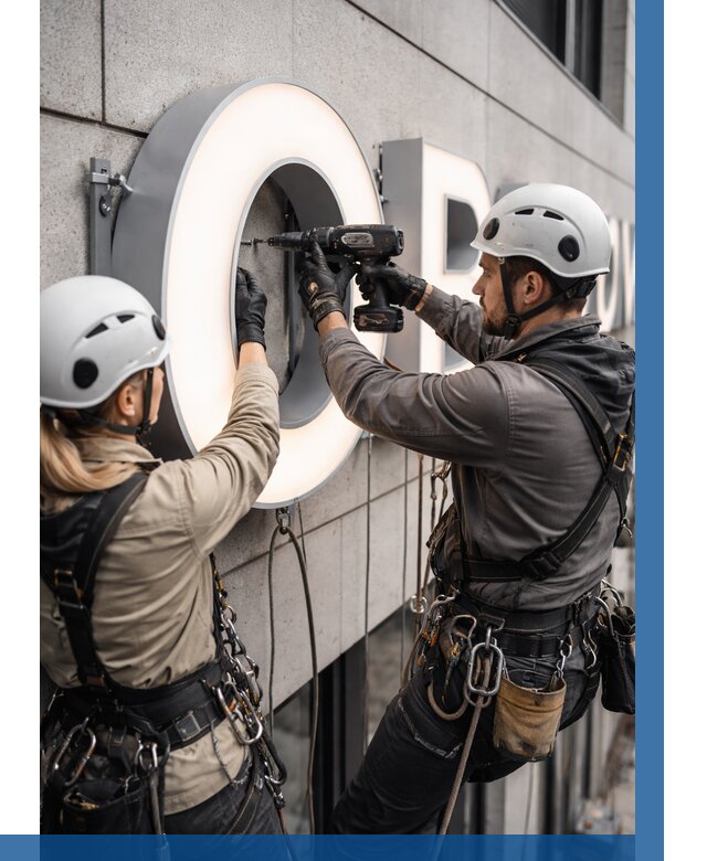 Монтаж световых букв в Сургуте от 3067 р. под ключ ВЫСОТНИК-Срг