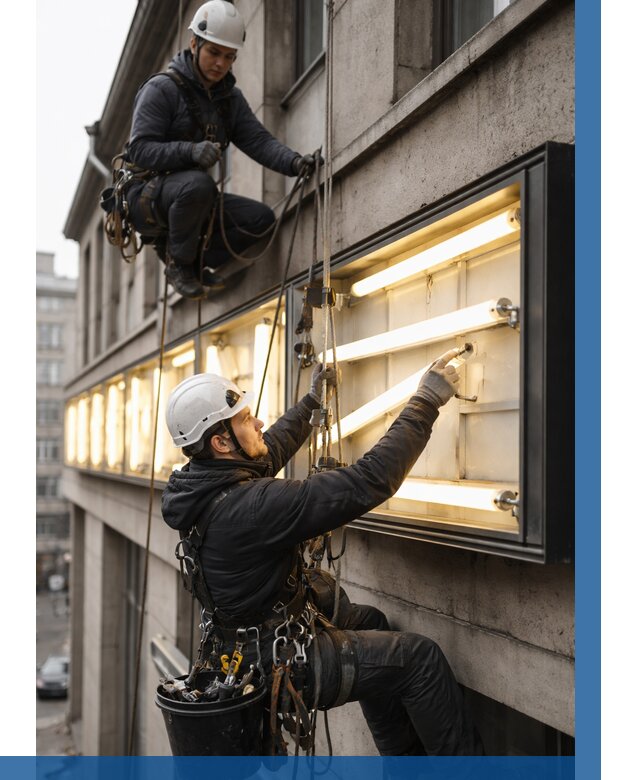 Замена ламп в вывеске в Сургуте под ключ от 3578 р. | ВЫСОТНИК-Срг