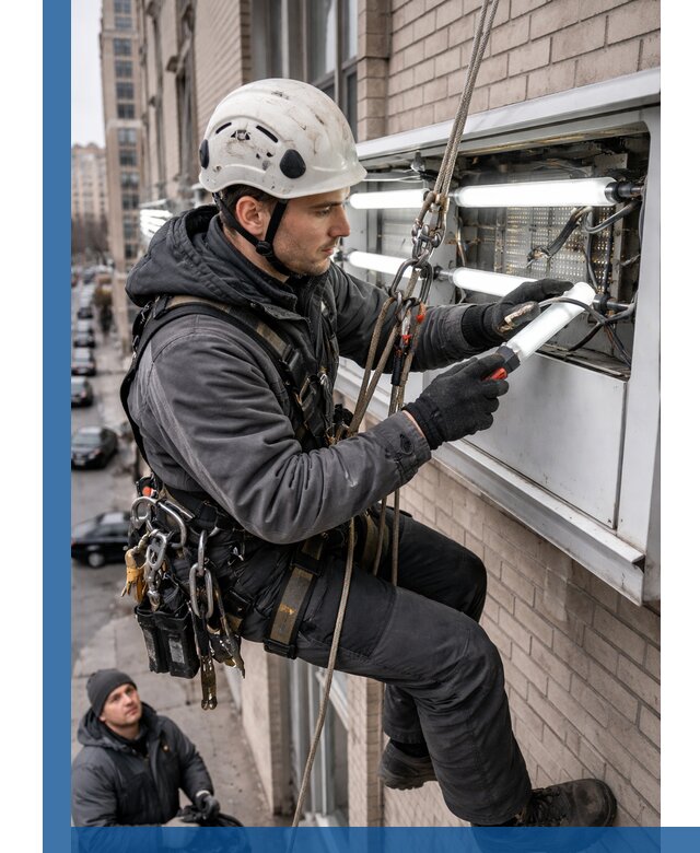 Профессиональная замена ламп в наружной вывеске в Сургуте