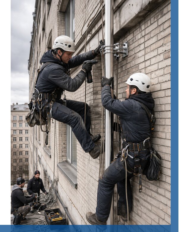 Монтаж флагштока на здании в Сургуте от 6644 р. | ВЫСОТНИК-Срг