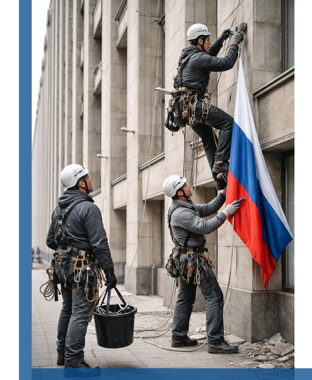 Профессиональная установка флагов на фасаде в Сургуте