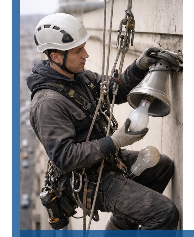 Замена ламп на высоте в Сургуте профессионально и быстро