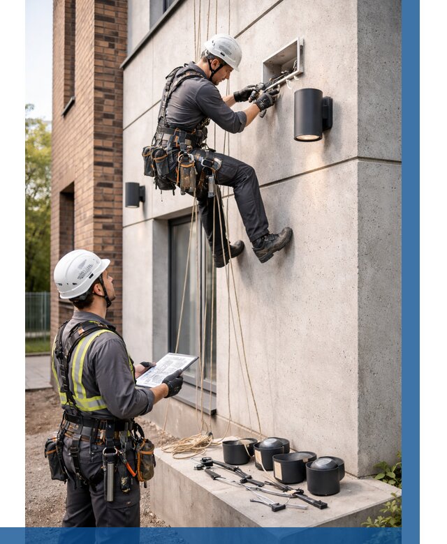 Монтаж фасадного освещения в Сургуте от 2556 р. | ВЫСОТНИК-Срг