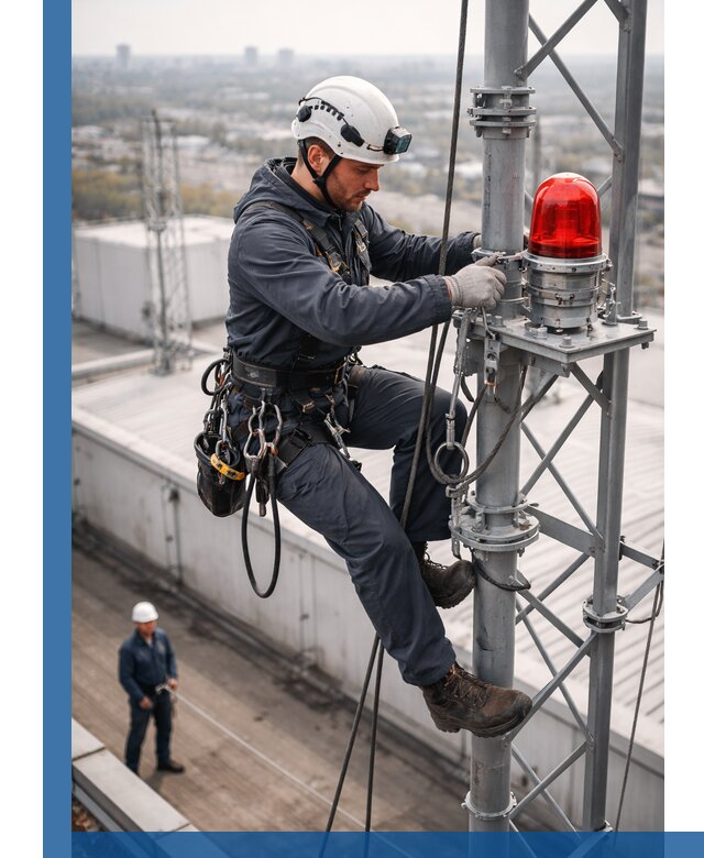 Монтаж заградительных огней и обслуживание объектов в Сургуте