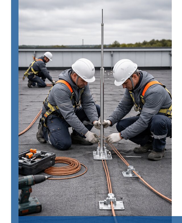 Монтаж молниезащиты на кровле в Сургуте под ключ с гарантией