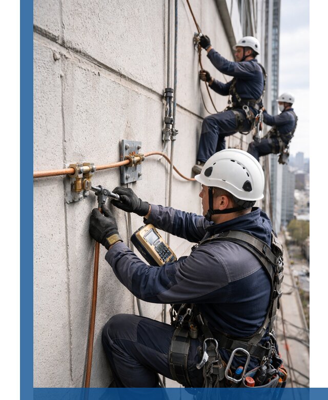 Монтаж системы заземления здания и молниезащиты в Сургуте