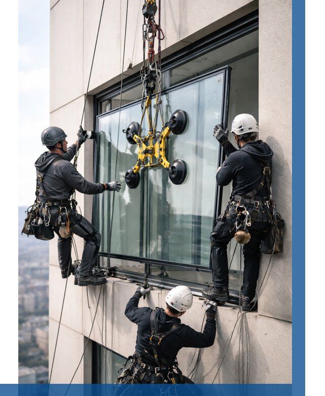 Монтаж стеклопакетов на высоте в Сургуте от 3271 р. | ВЫСОТНИК-Срг