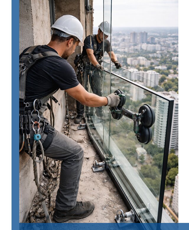 Монтаж стеклянных ограждений под ключ с гарантией в Сургуте