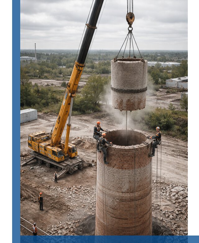 Демонтаж дымовой трубы в Сургуте с гарантиями безопасности