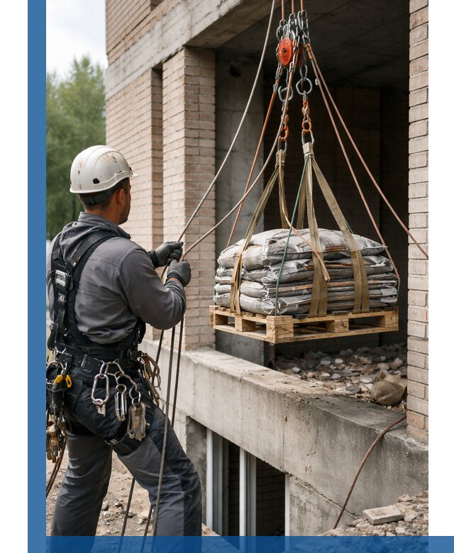 Подъем материалов на этаж веревками в Сургуте оперативно