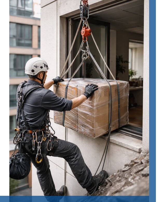 Подъем груза через окно в Сургуте от 4600 р. | ВЫСОТНИК-Срг