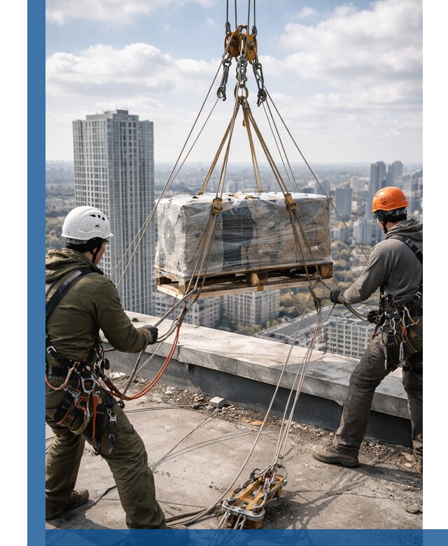 Подъем и монтаж крупногабаритных грузов на крышу в Сургуте