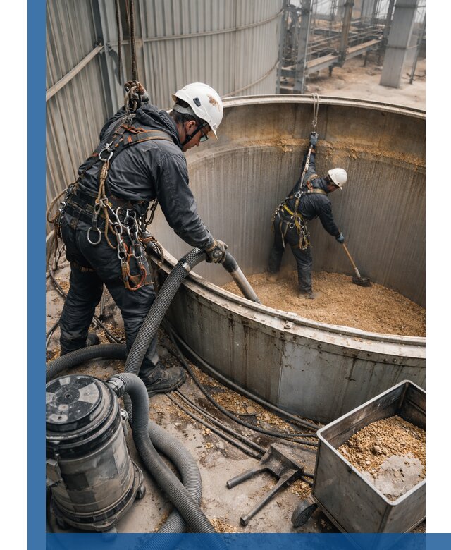 Профессиональная чистка зерновых бункеров в Сургуте с выездом